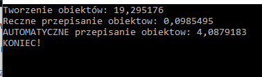 Wynik mojego testu dla 500k obiektów